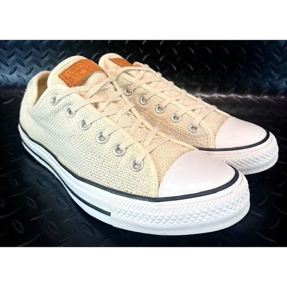 Converse Chuck Taylor All Star Ox Woven Knit Low Top Sneakers Cream Mens size 8